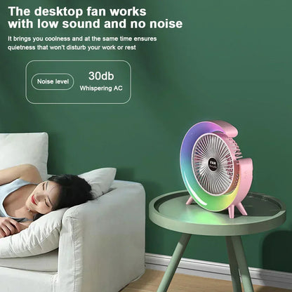 Rechargeable RGB Lighting Desktop Air Cooling Fan