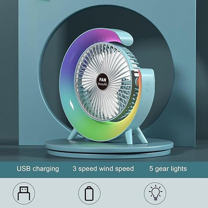 Rechargeable RGB Lighting Desktop Air Cooling Fan