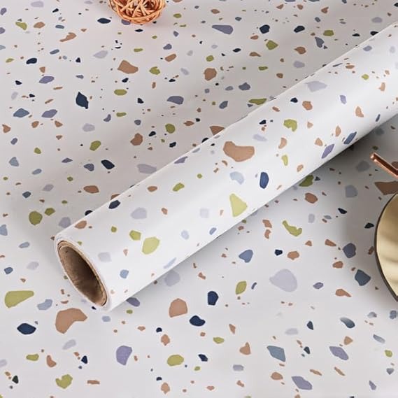 Terrazzo Pattern Marble Texture Design PVC Waterproof Sheet (60cmx200cm)