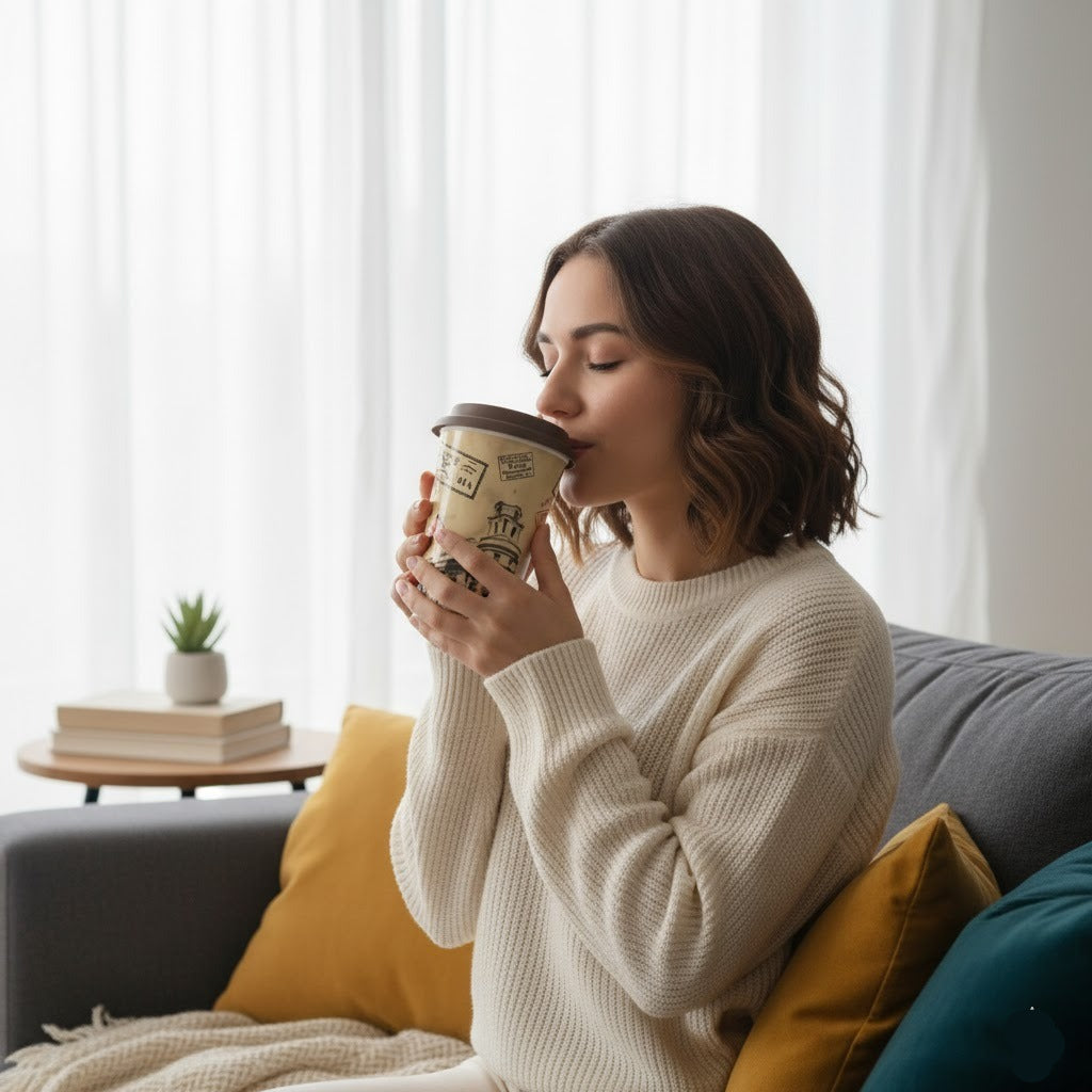 Printed Ceramic Coffee Mug with Silicon Lid