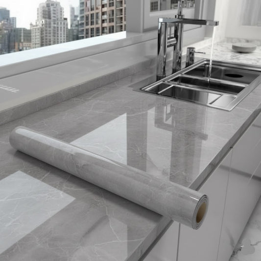 Grey Marble Texture Design PVC Waterproof Sheet (60cmx200cm)