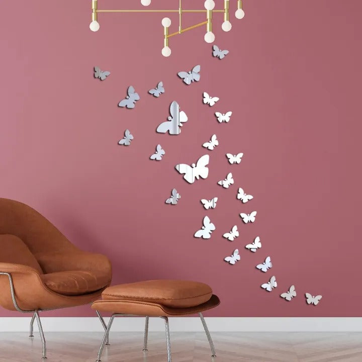 50 Pcs Mini Acrylic Mirror Butterflies