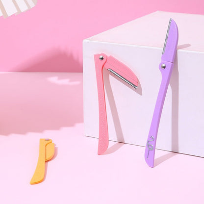 3PCs Folding Eyebrow Razor with Handle