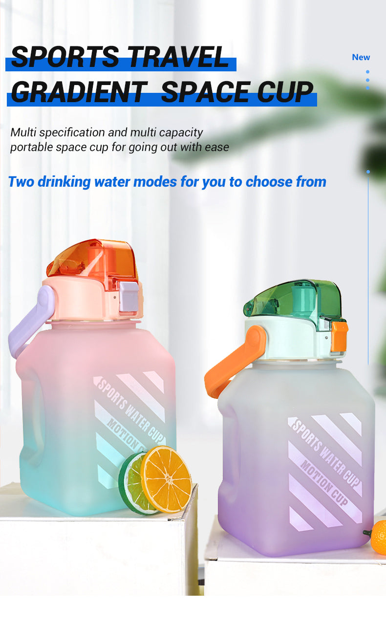 Portable High Value Square Sports Water Bottle With Straw.