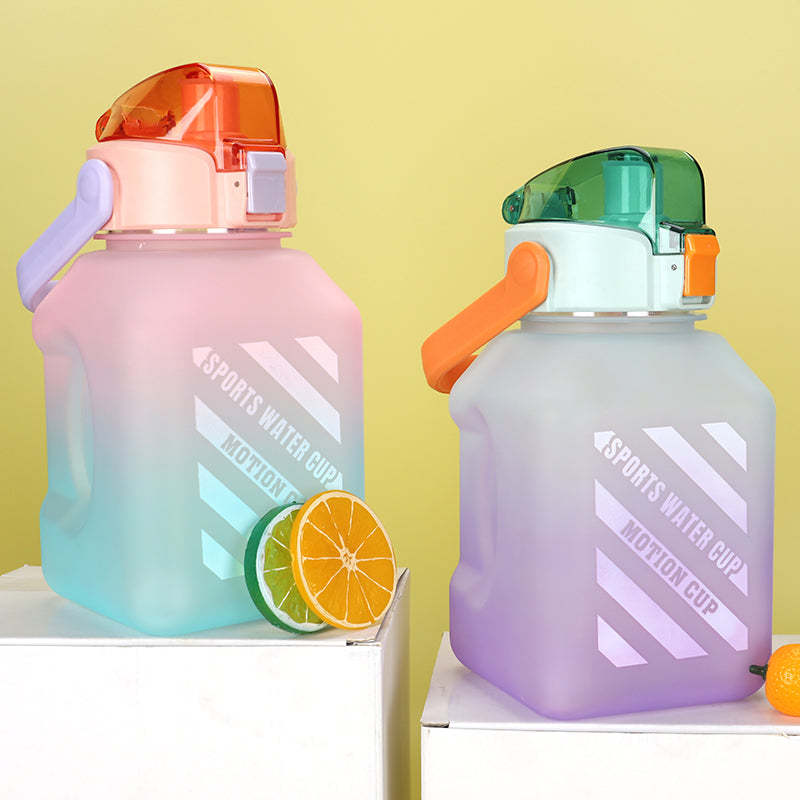 Portable High Value Square Sports Water Bottle With Straw.