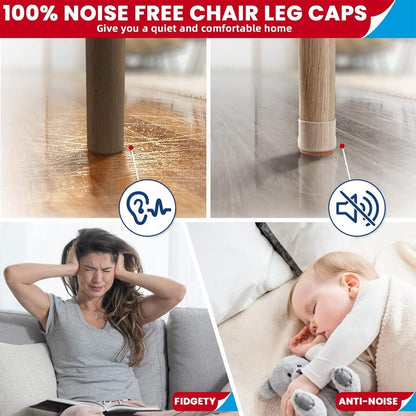 4 Pcs Silicone Chair Leg Protectors With Felt Pads