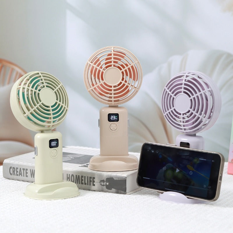 USB Rechargeable Handheld Fan with Digital Display