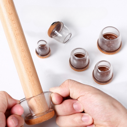 4 Pcs Silicone Chair Leg Protectors With Felt Pads