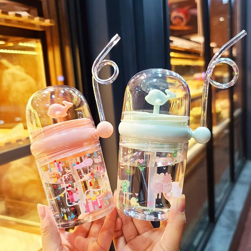 Portable Cartoon Cute Whale Baby Drinking Water Bottle Leak Proof 250ML