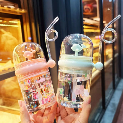 Portable Cartoon Cute Whale Baby Drinking Water Bottle Leak Proof 250ML