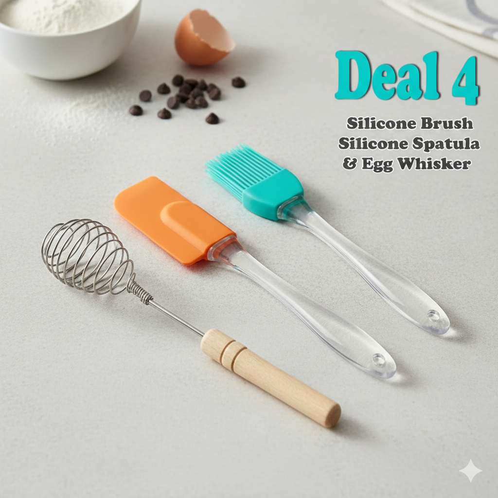 Silicone Spatula & BBQ Brush With Vintage Steel Whisker (Deal 4)