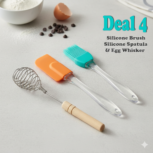 Silicone Spatula & BBQ Brush With Vintage Steel Whisker (Deal 4)